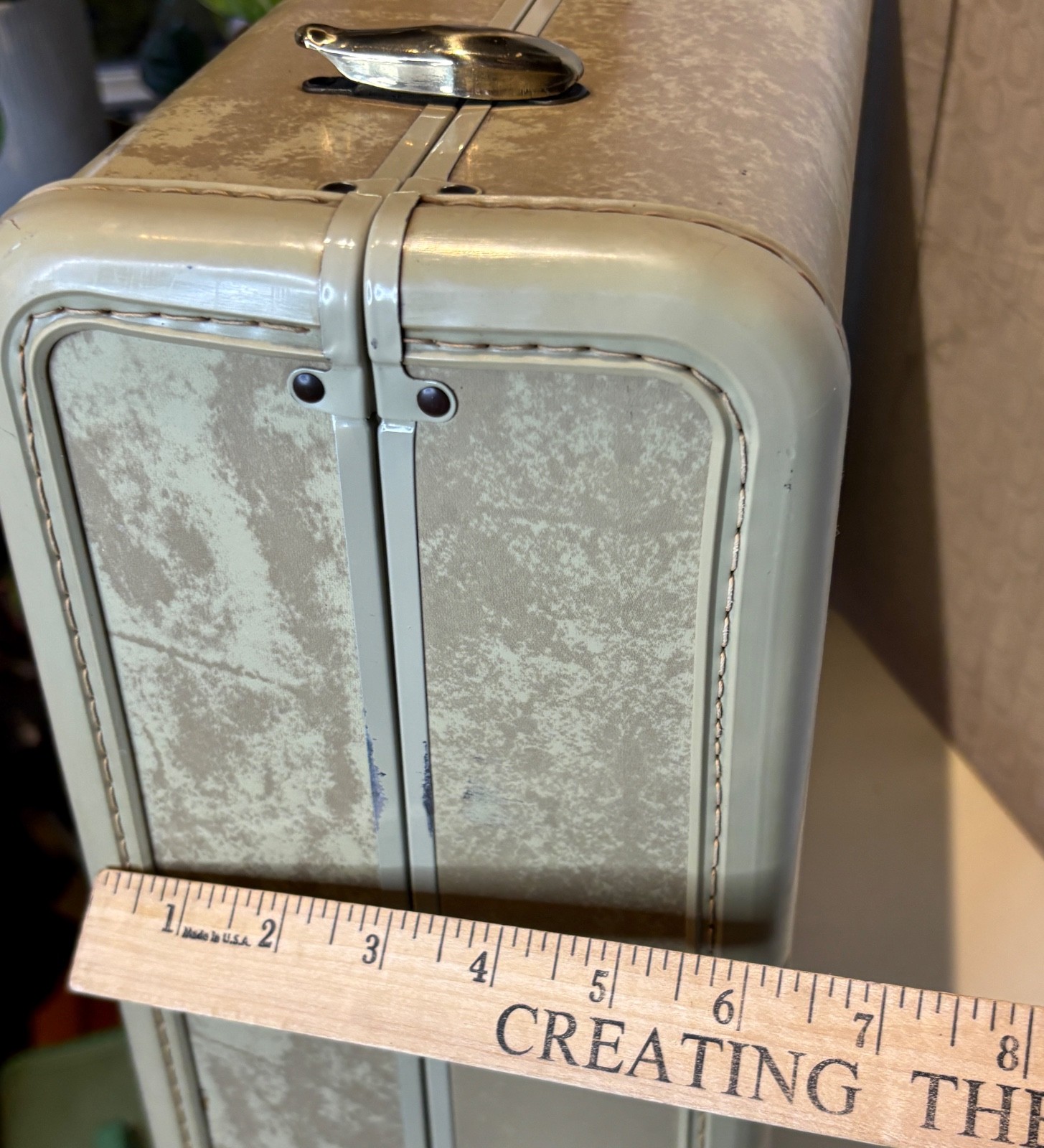VTG SAMSONITE NATURAL RAWHIDE BEIGE MARBLE HARD 4521 SUITCASE
