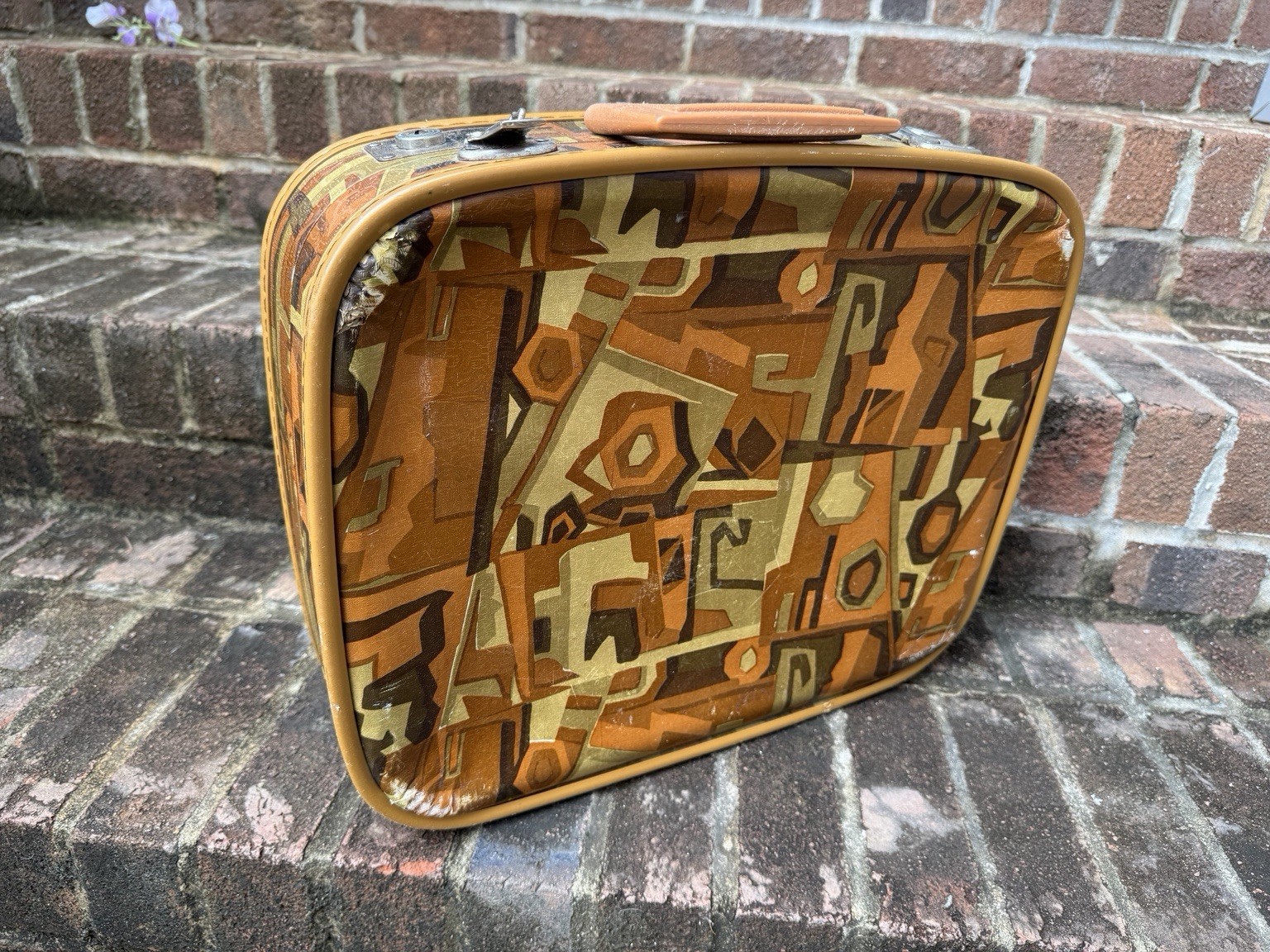 Vintage 1960s Mod Train Case Cosmetic Makeup Suitcase Mid Century Retro