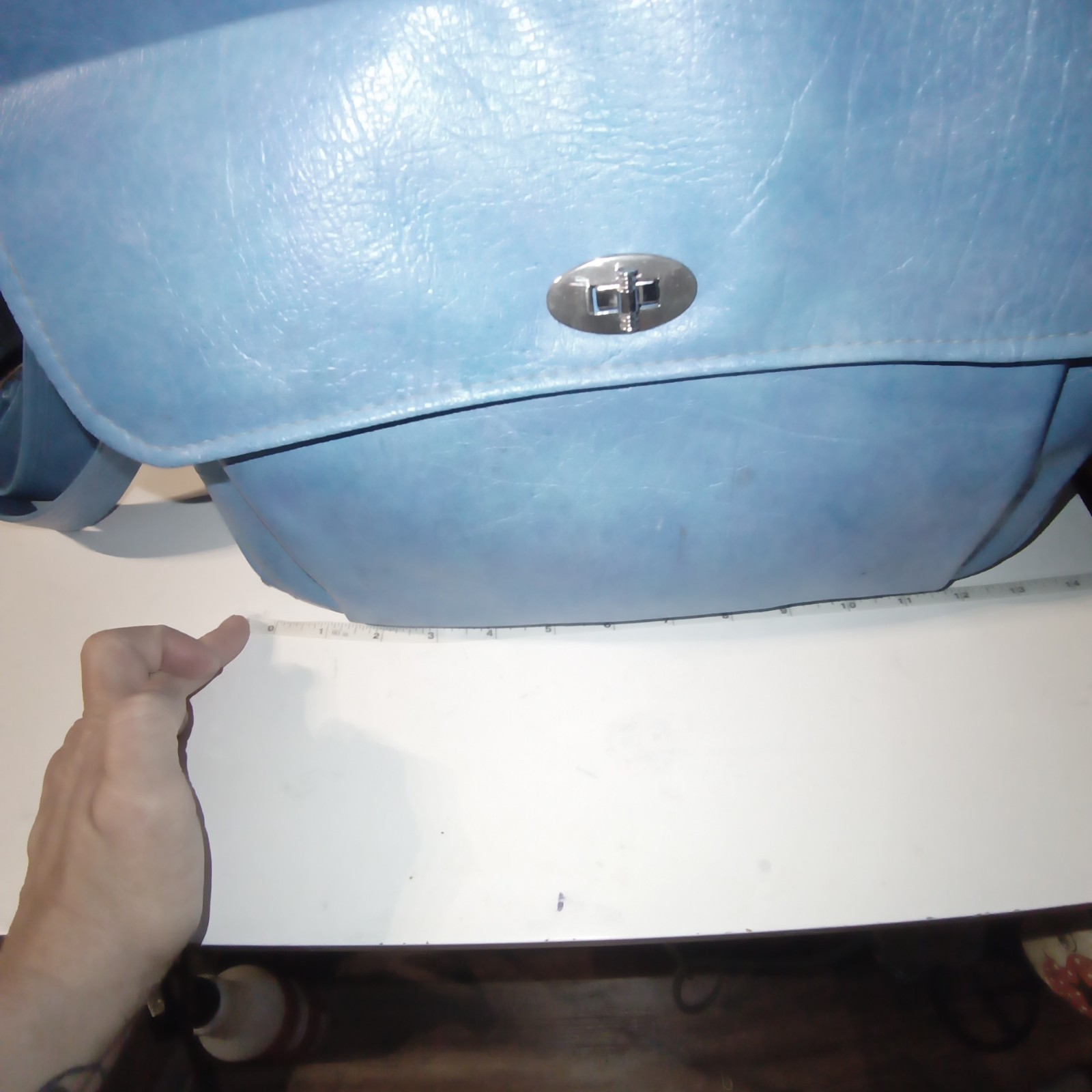 Vintage 1970s Samsonite Over Night Bag Silhouette Blue Faux Leather Carry On