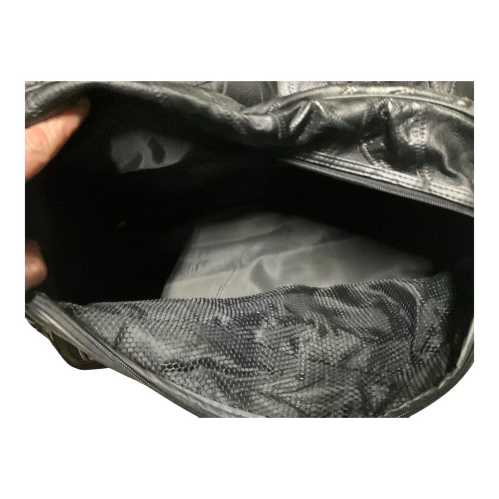 🖤 Vintage Genuine Leather Rolling Duffel Bag 🧳 Patchwork Travel Carry-On