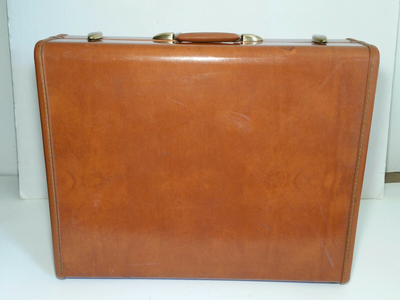 24″w Vintage Samsonite Brown/Tan Hardshell Streamlite Suitcase Luggage