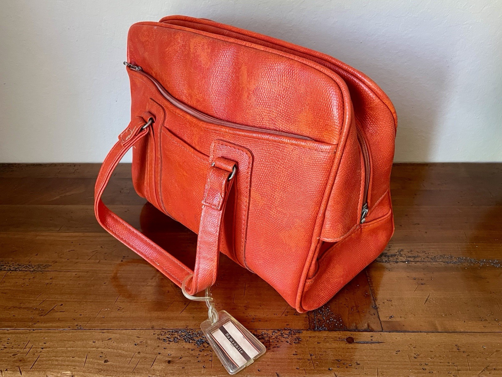 1970’s Samsonite Sherbrooke Luggage Tote Orange “Autumn Blaze” Business Carry-On