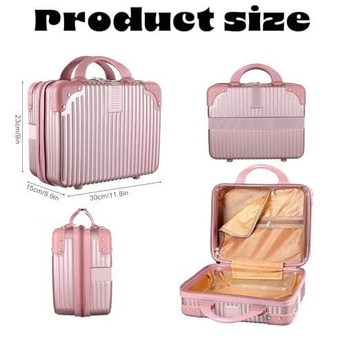14 Inch Hard Shell Makeup Case, Portable Mini Makeup Suitcase for Champagne