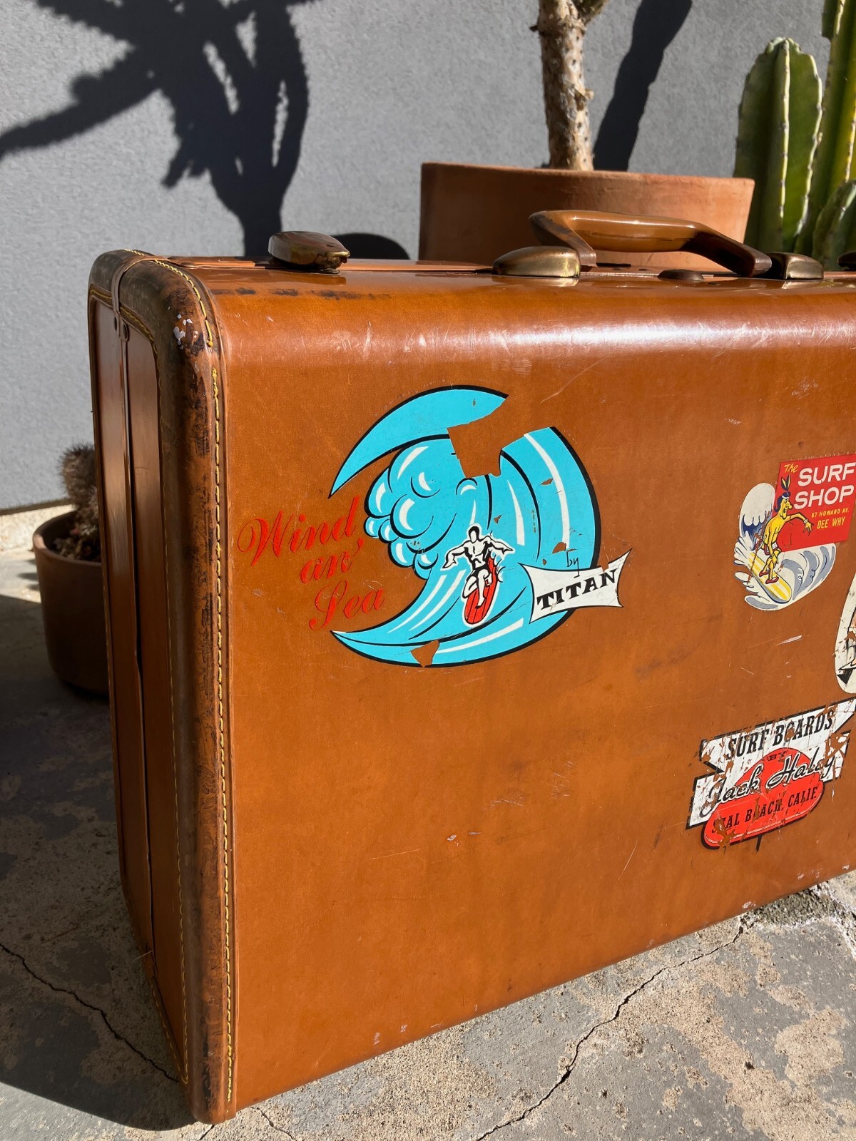 VINTAGE Woody Greg Noll Surf sticker SAMSONITE LUGGAGE TRAIN TRAVEL SUITCASE