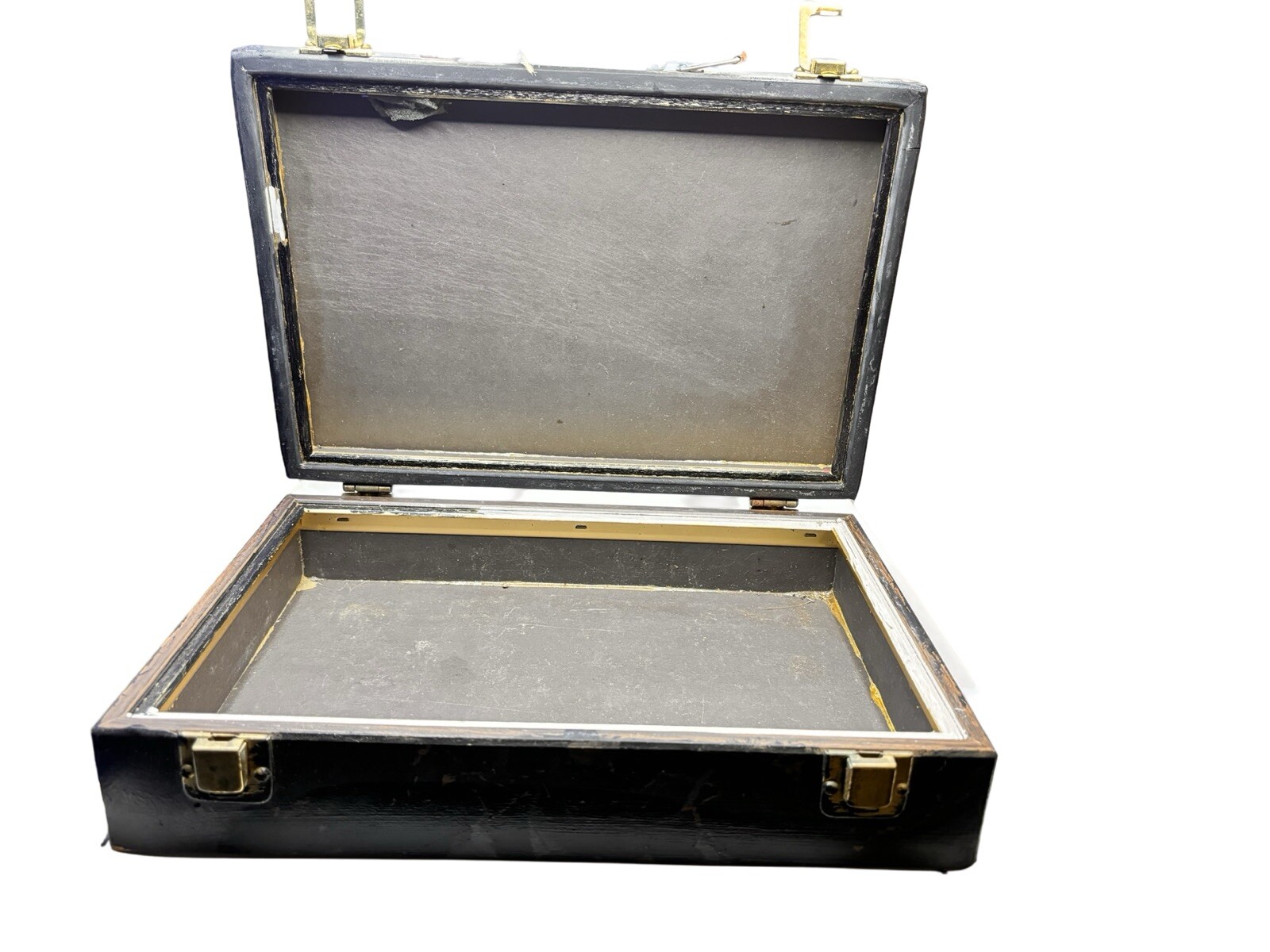 Antique Suitcase Briefcase Black Vintage Solid 4”X 9” X 13” Inch Vintage Travel