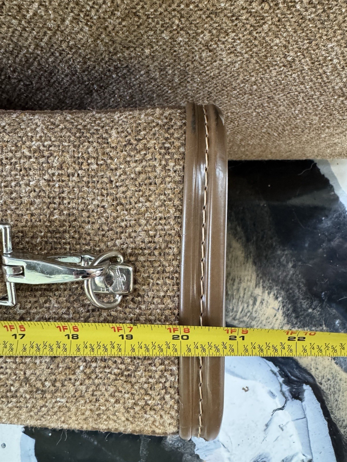 Vintage 1970s Skyway Tweed Luggage Set Brown Textured With Leather Like Trim Key