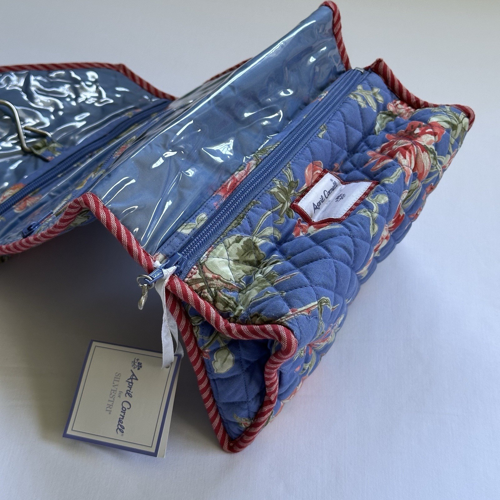 Y2K April Cornell Makeup Toiletries Travel Bag Floral Hanger Organizer Pockets