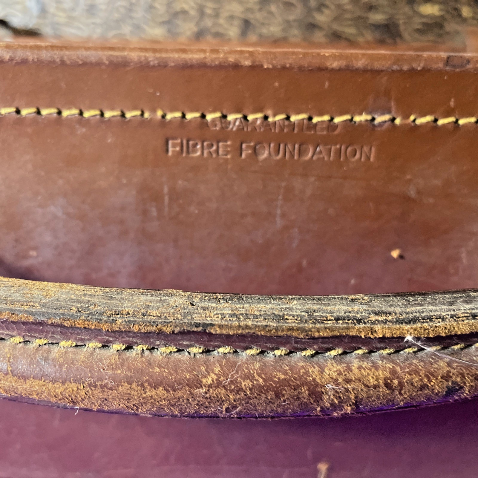 Antique Leather Briefcase/Suitcase Travel English Fibre Foundation 14″ X 9″ 40’s