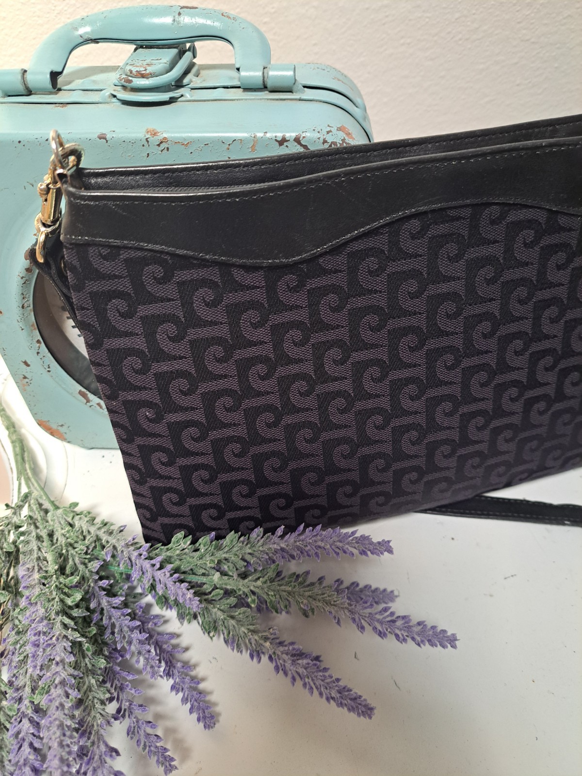 Vintage Pierre Cardin All Over Printed Logos Carry On Style Shoulder Bag/Purse