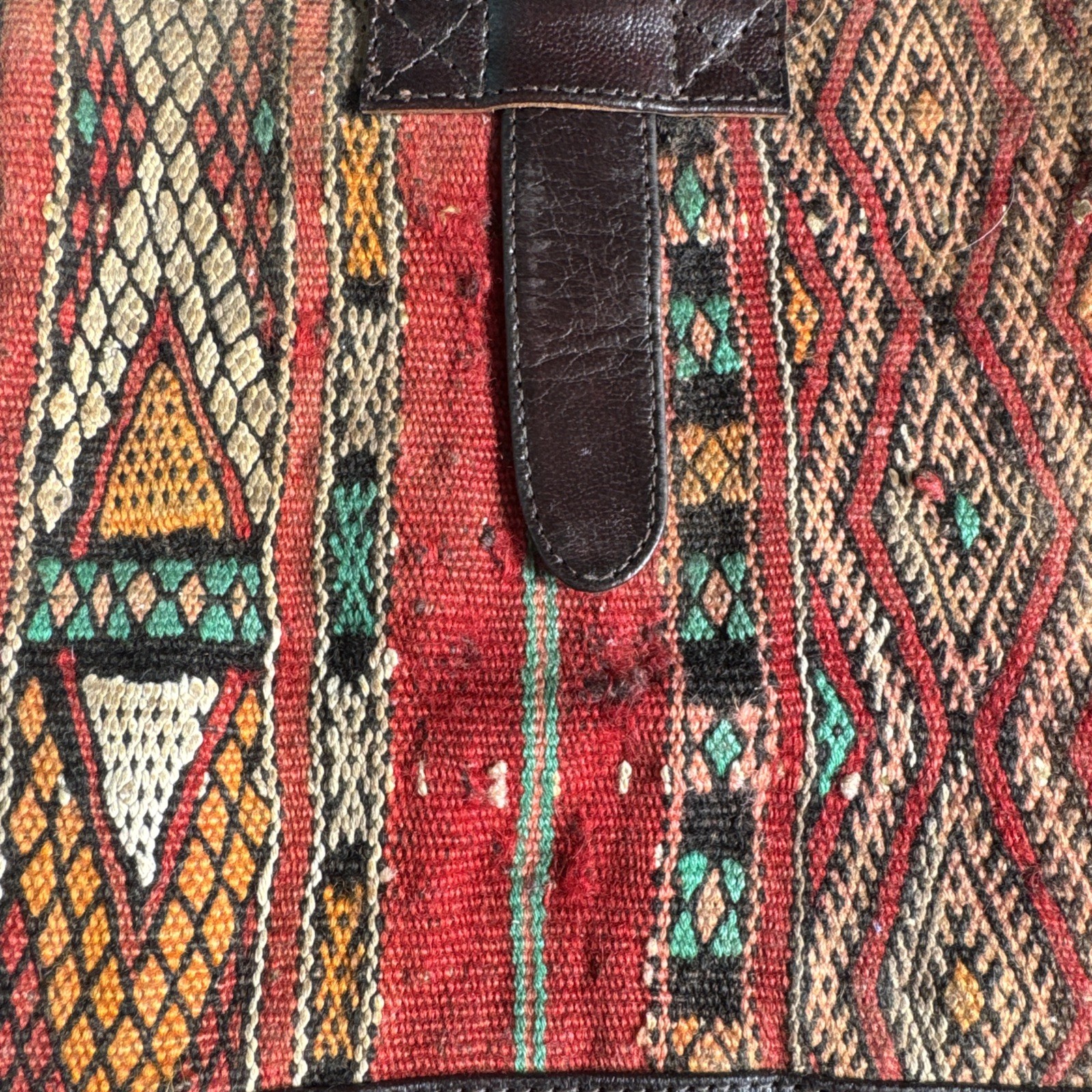Vintage Kilim Leather Boho Hobo Carrying Satchel Travel Tablet/Accessory Case