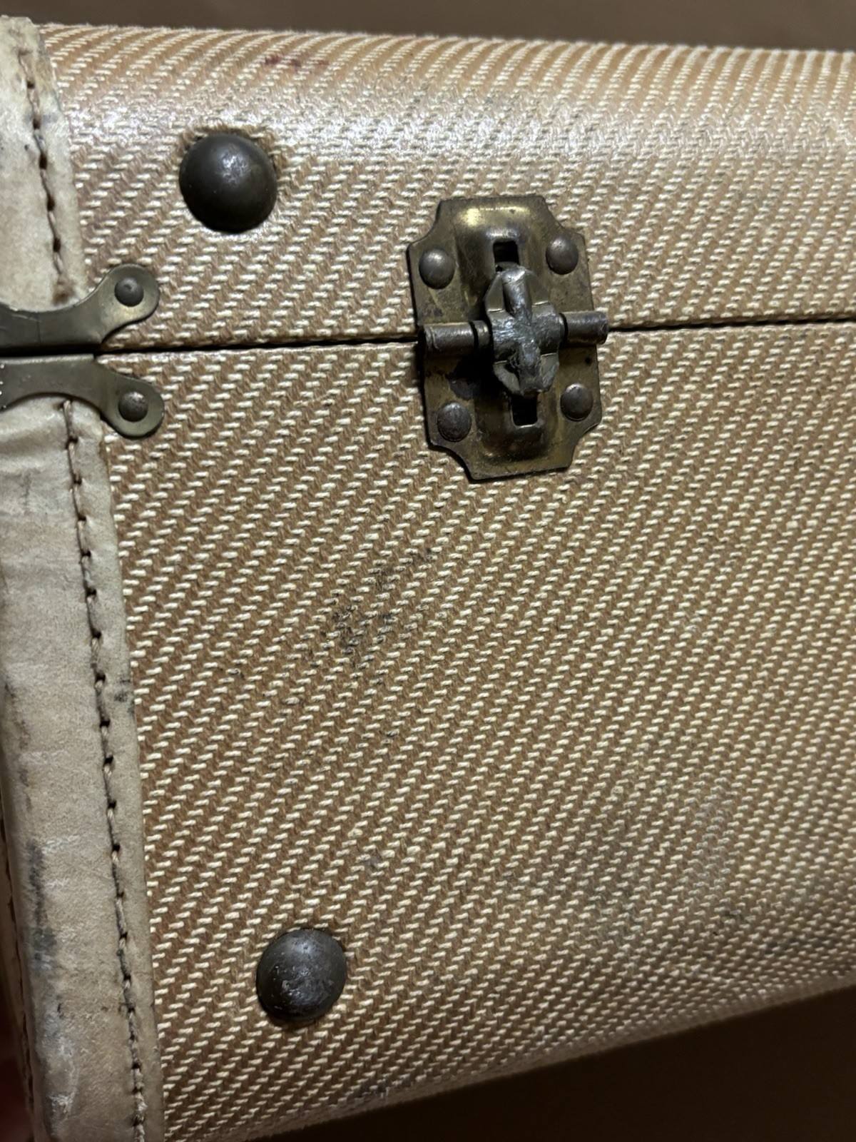Vintage 1950s Koch’s Aviation Luggage Tweed Suitcase San Francisco Calif USA