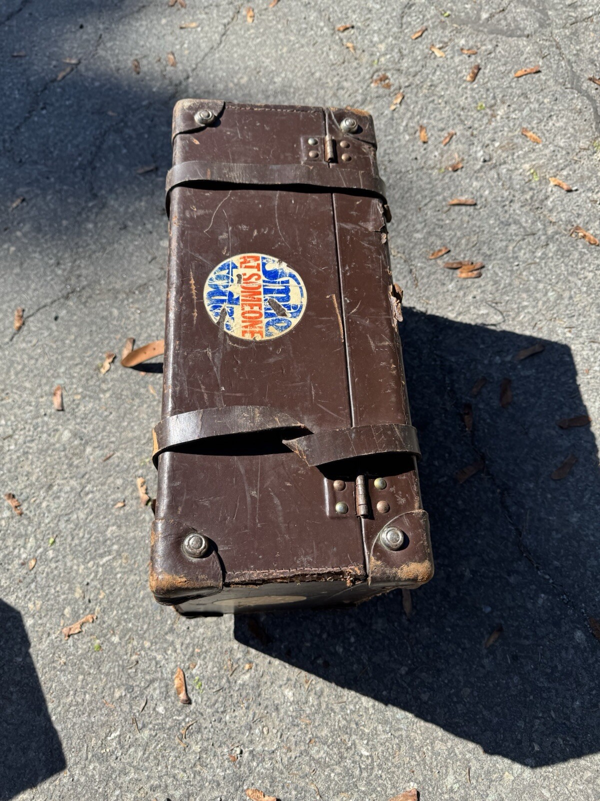 2 Vintage Excelsior Leather Luggage Travel Suitcase Briefcase 30s 40s Brown