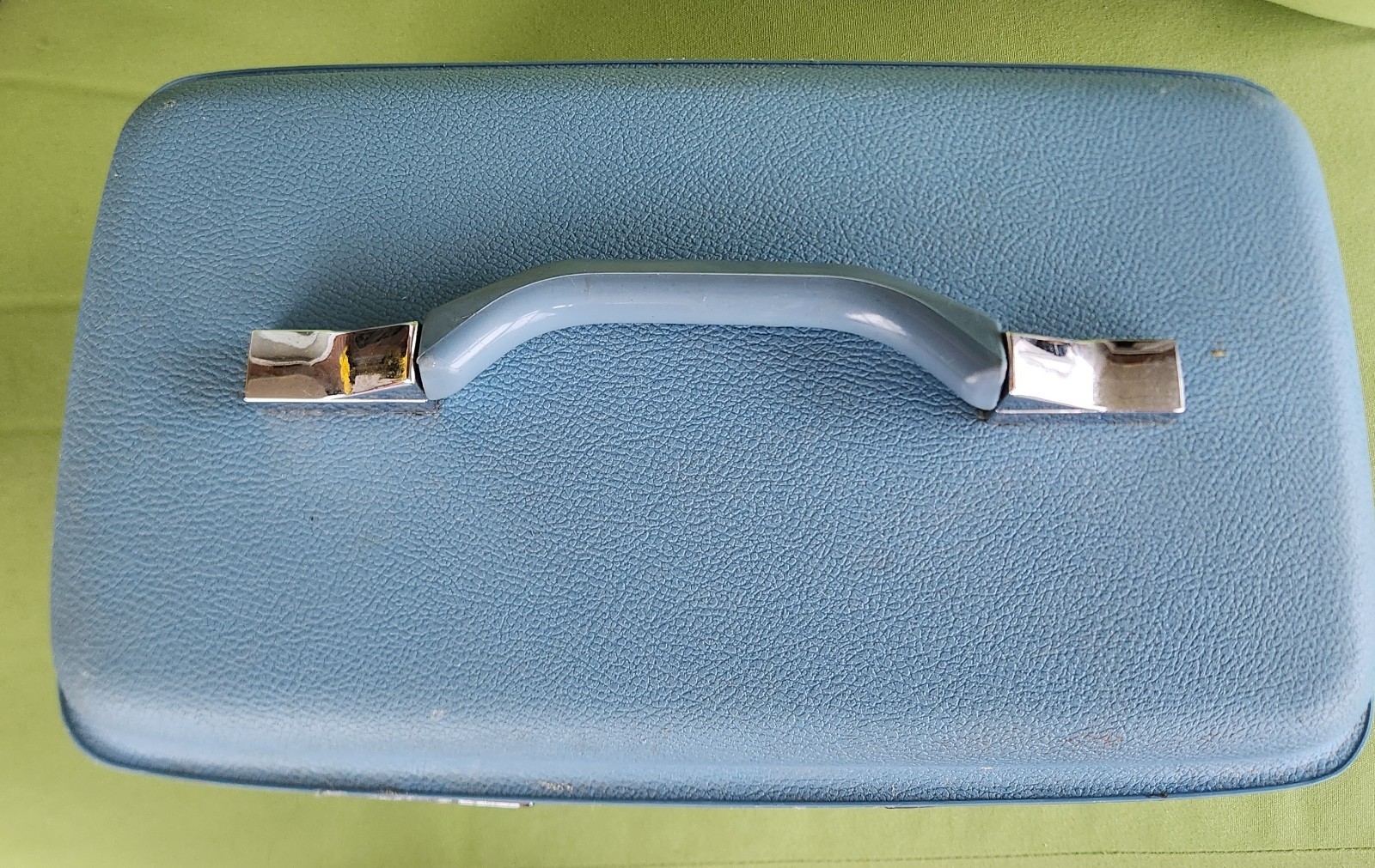 Vintage Samsonite Blue Makeup Train Case With Mirror and Tray Cosmetic Suitcase