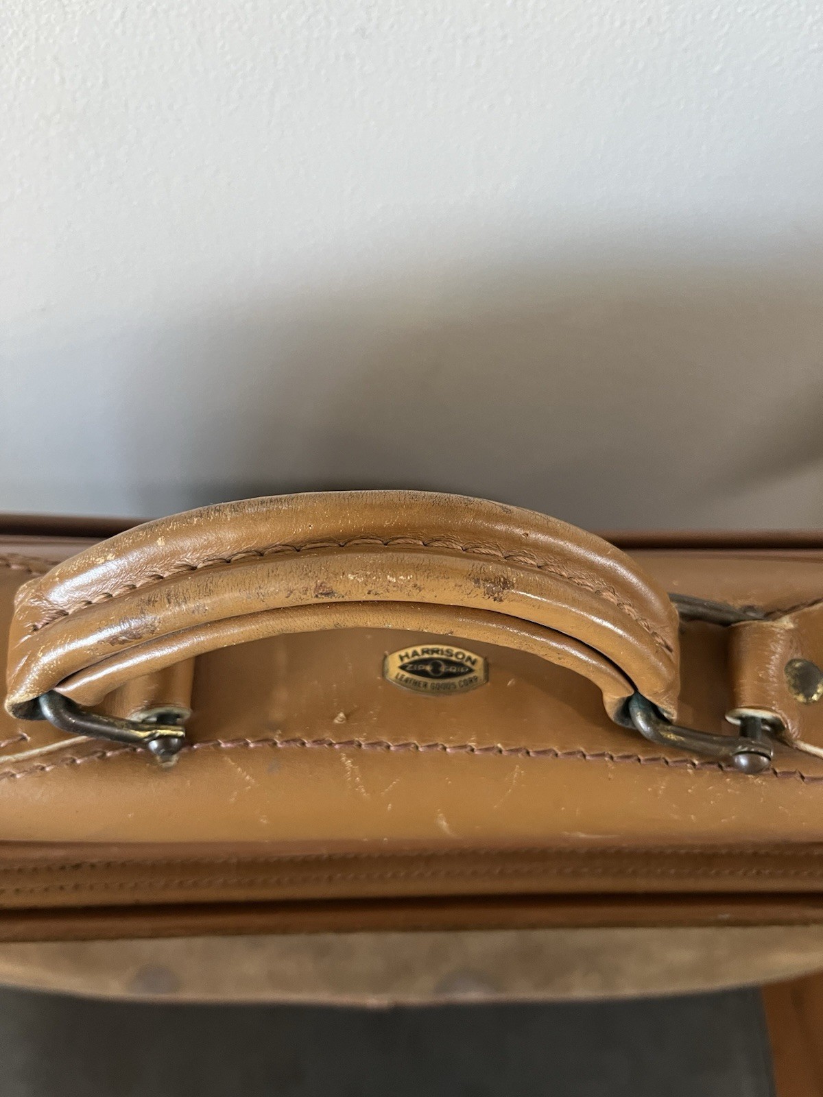 Vtg Harrison Leather Goods Corp. zip Grid satchel bag Suitcase Suede Briefcase