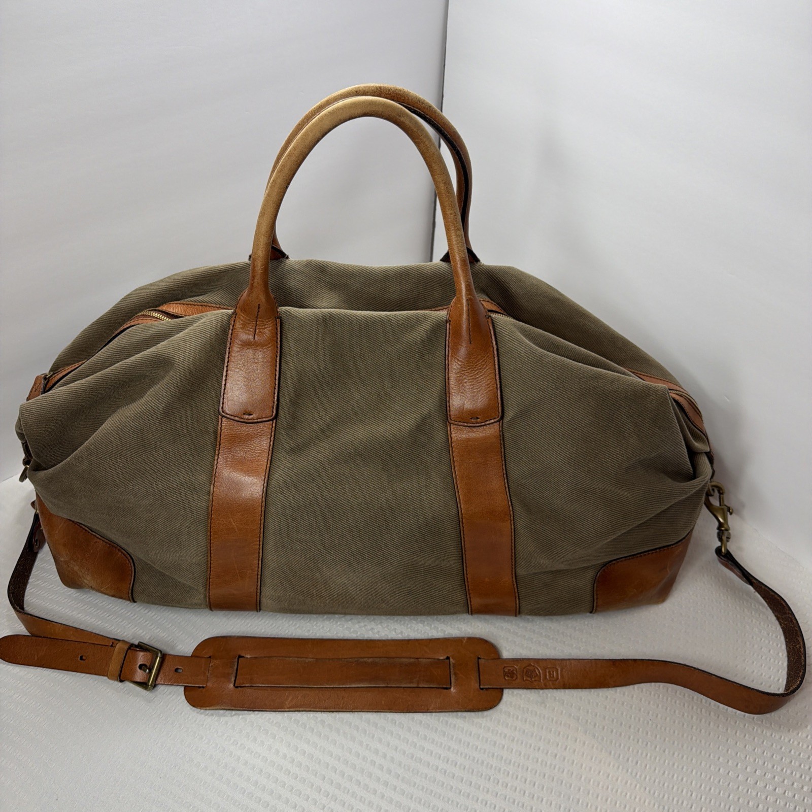Vintage Polo Ralph Lauren Canvas Leather Weekender Safari Duffel Travel Bag XL