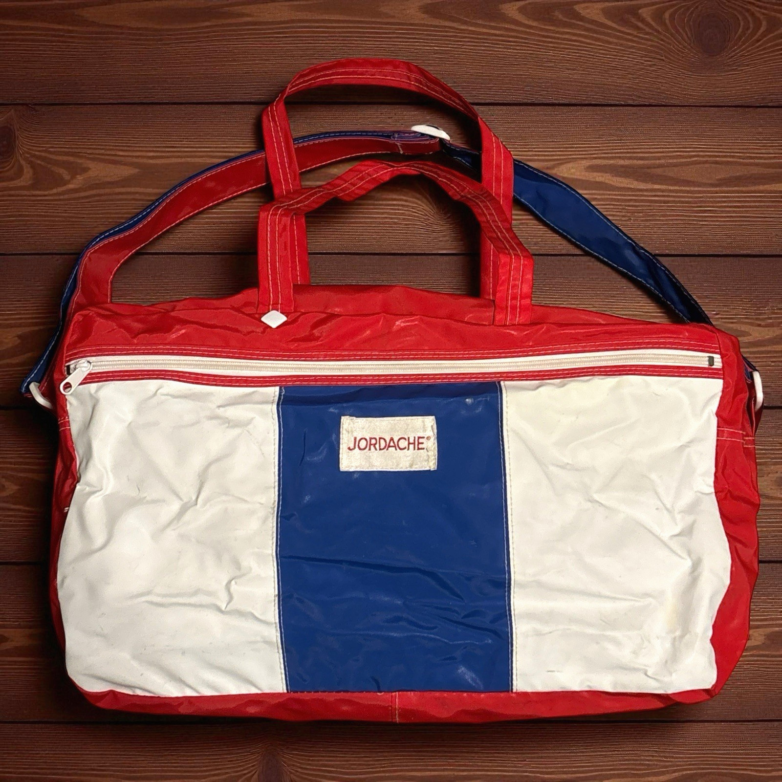 Vtg Jordache Travel Bag Red White Blue Retro New 80’s/90’s