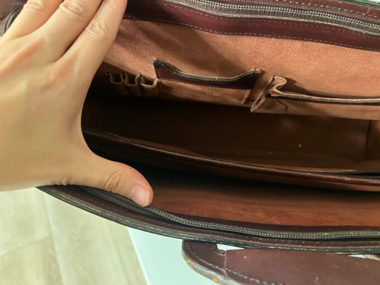 vintage Hartmann Luggage Leather Briefcase Satchel 17″ x 12″