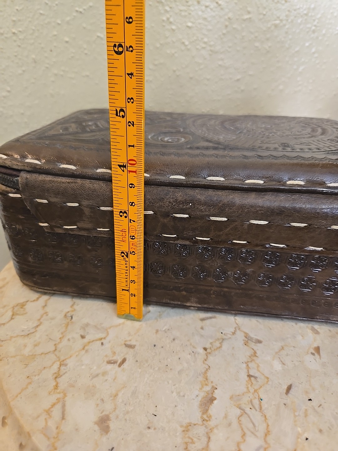 Antique Vintage 1930s Tooled Leather Toiletry Men’s Box Made In Mexico