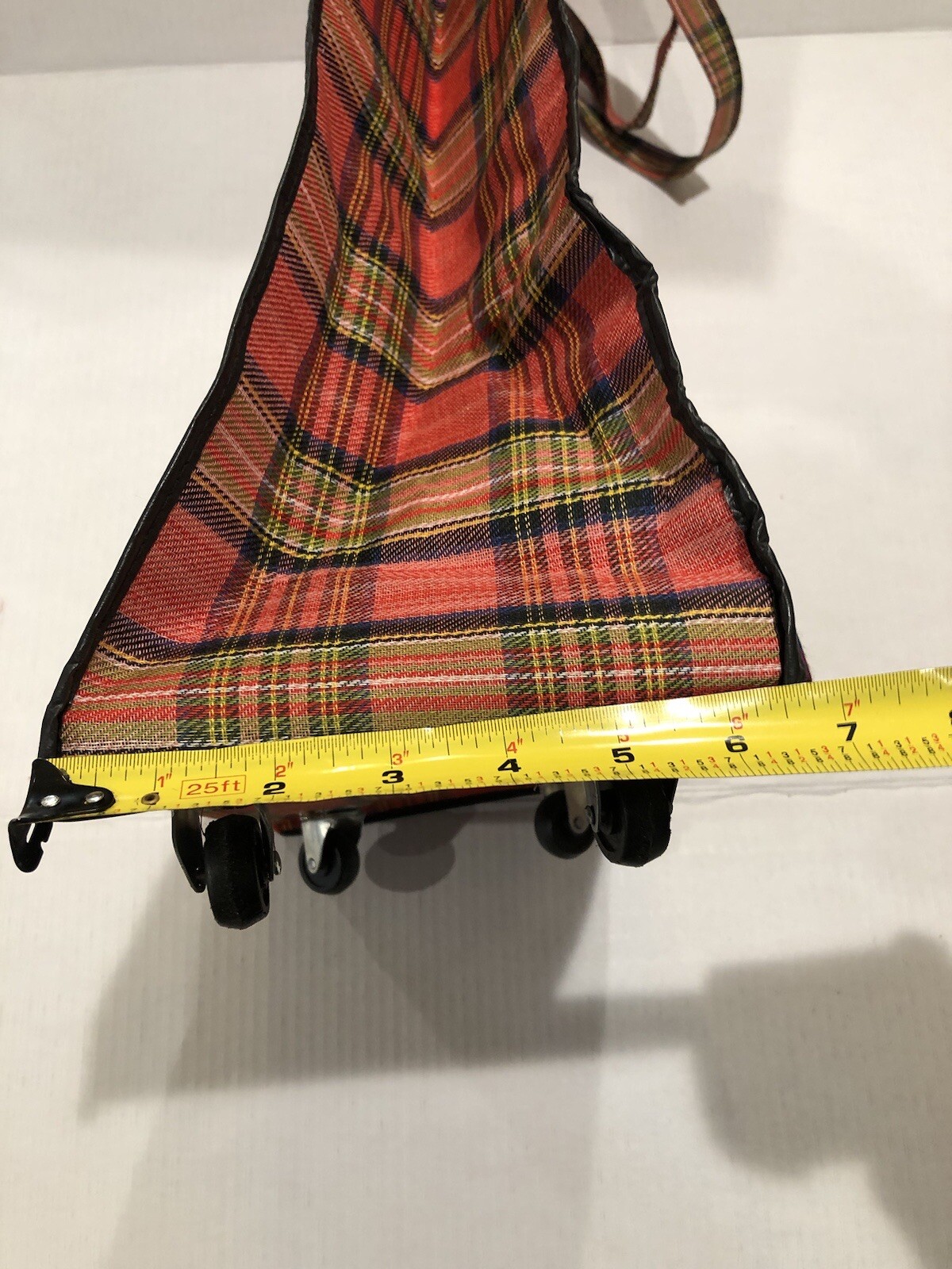 Vintage 1970’s Authentic Hawaii Red Plaid Rolling Wheels Luggage Travel Bag