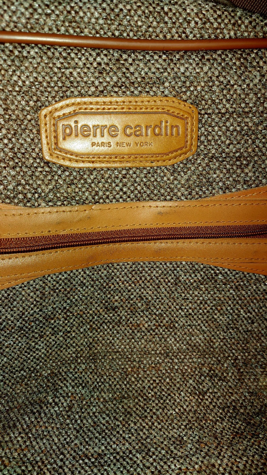 Vintage Pierre Cardin travel bag made of tweed and leather