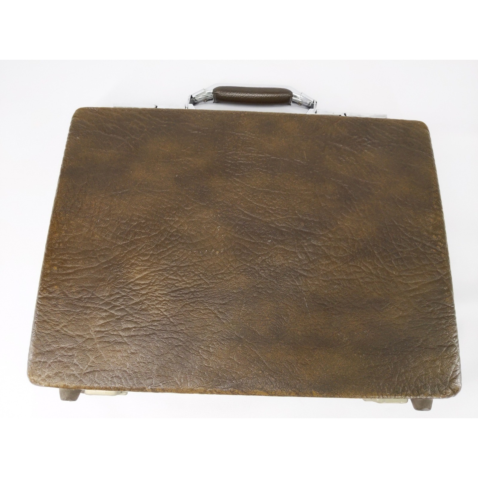 Escort Briefcase Slim Brown Vintage Hard Shell Faux Leather Attache Case No Key