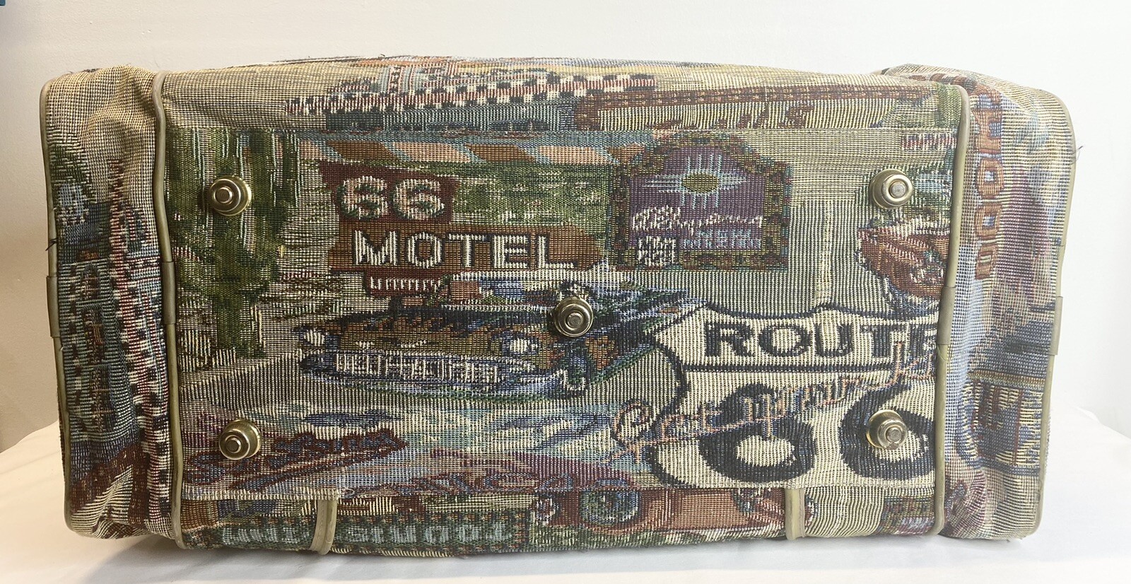 Vintage Pioneer Express Weekend Bag Route 66 Tapestry Duffel Carry On Travel