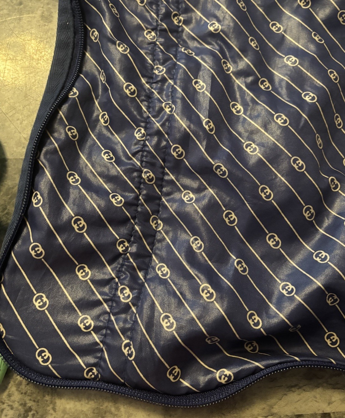 Vintage Navy Blue Monogram Garment Travel Bag – Gucci Style – 17”