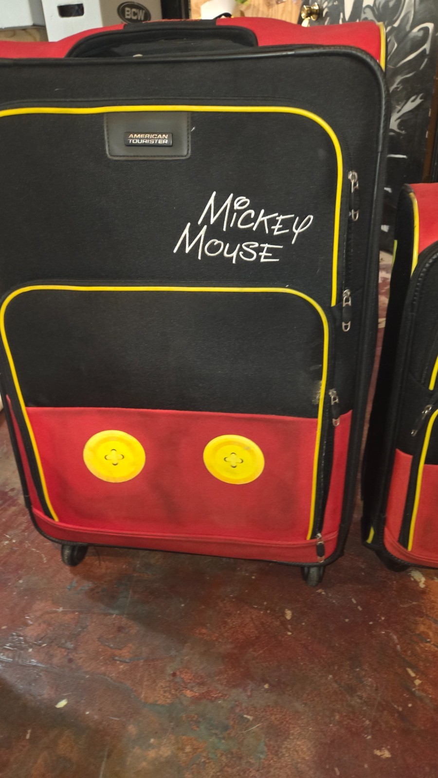 Disney Mickey Mouse 2 Pc Traveling Rolling Luggage Suitcase American Tourister