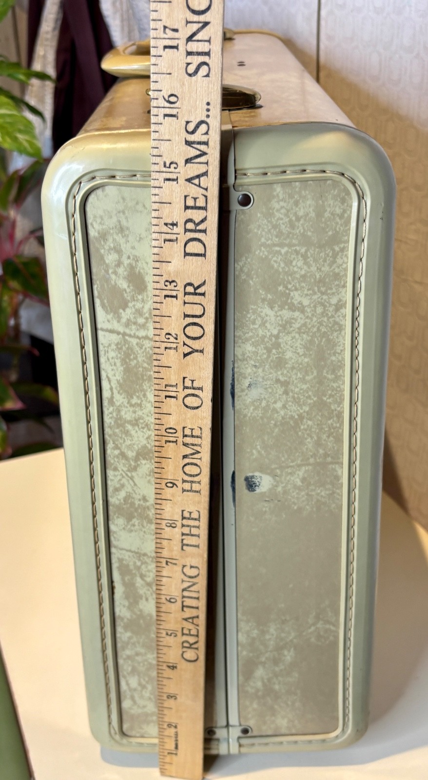 VTG SAMSONITE NATURAL RAWHIDE BEIGE MARBLE HARD 4521 SUITCASE