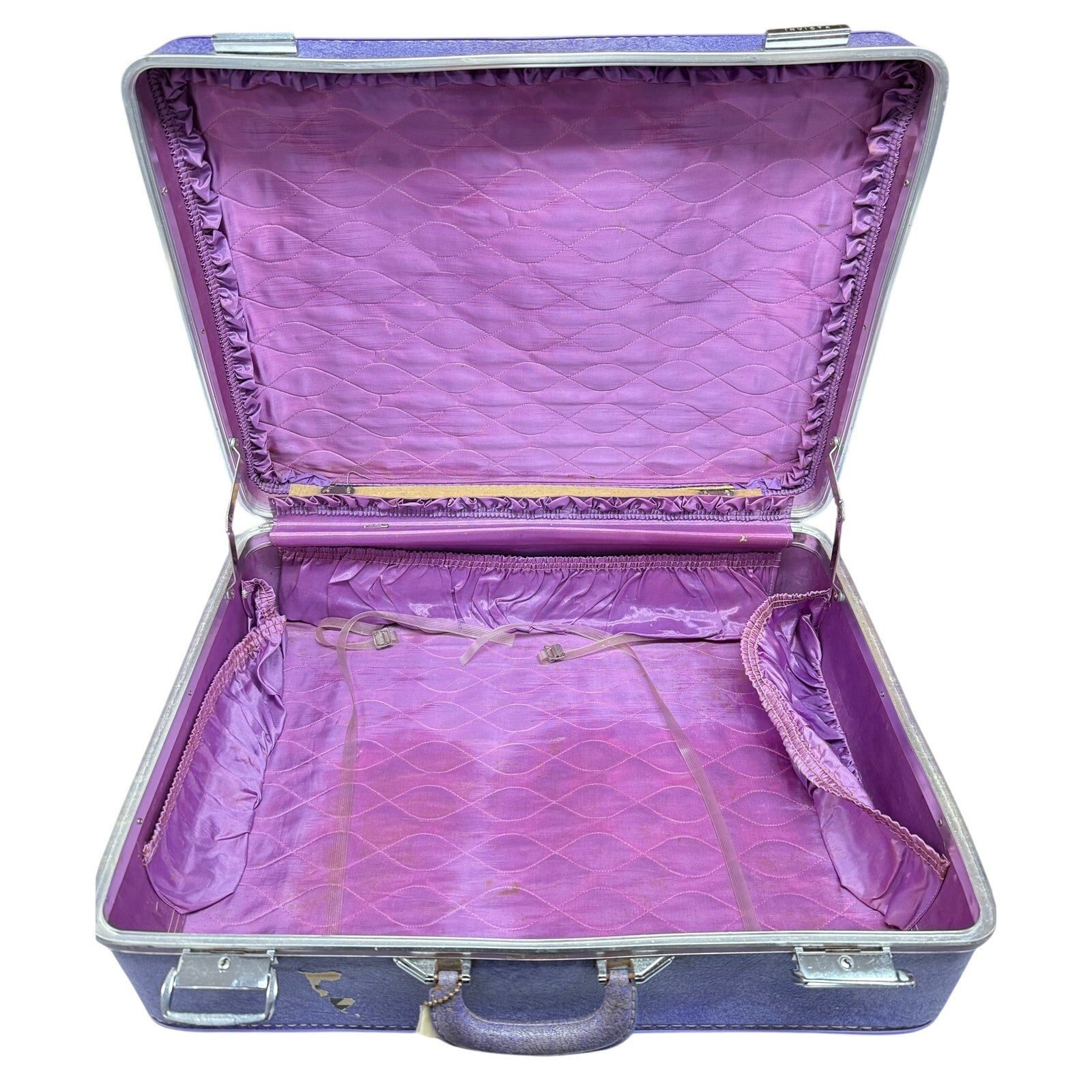 Vintage Invicta Luggage Suitcase Rare Lavender Purple 24x18x7 Fair Condition