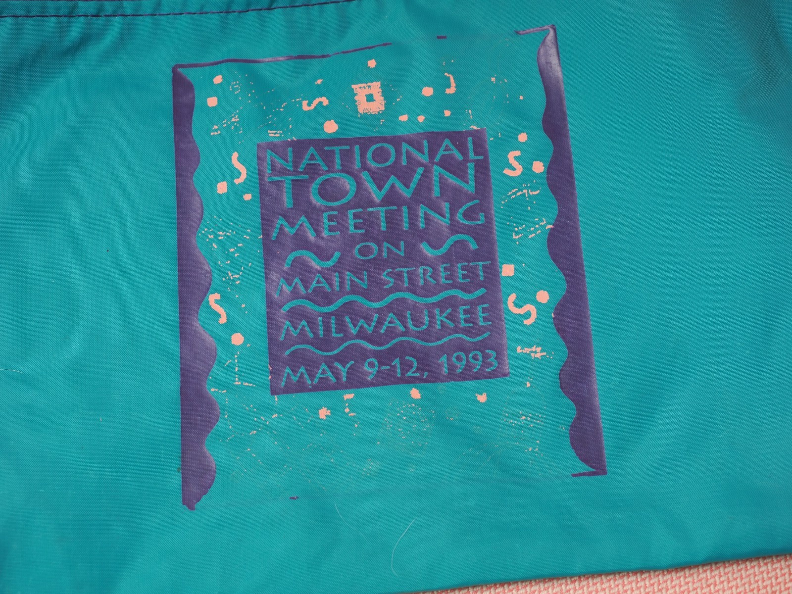 Vintage Bag Teal and Purple National Town Meeting on Main Street Milwaukee 1993