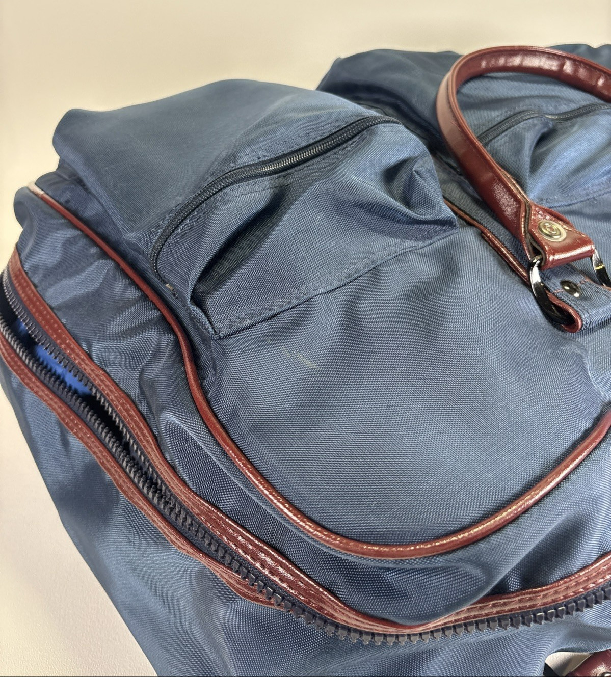 Vintage Yves Saint Laurent 2-Piece Travel Set Navy Nylon Duffel Garment Bag⁠