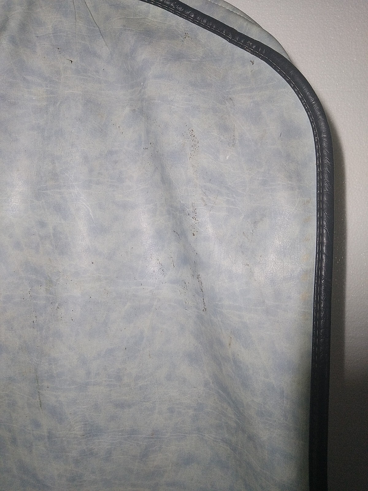 Garment Travel Bag Leather. Vintage, blue, monogrammed CEG 2ft x 3 1/2ft