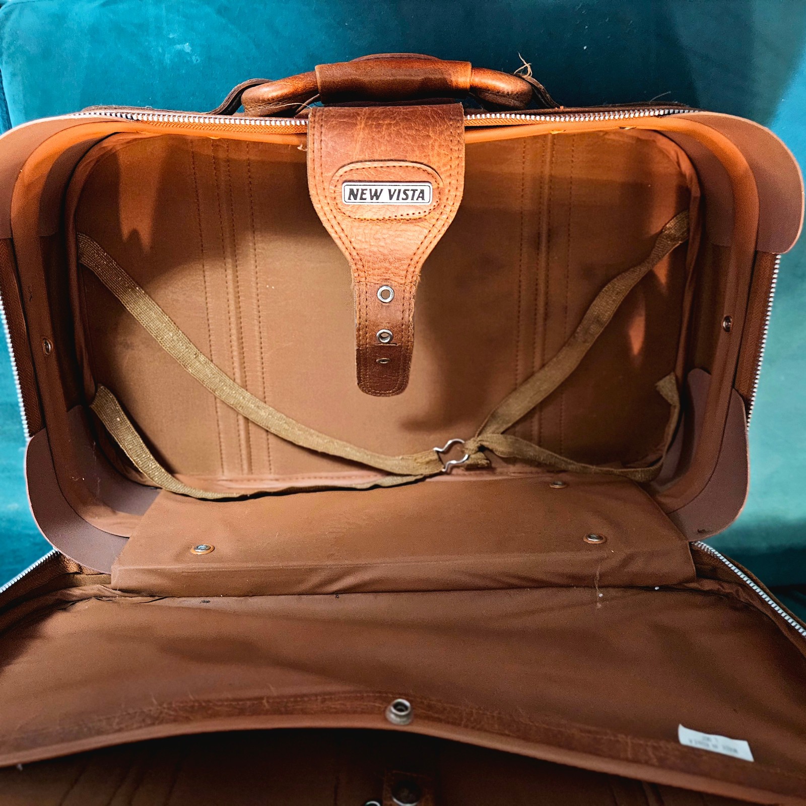 New Vista Soft Faux Leather Luggage , 22″LX14″WX7″H, Vintage Suitcase