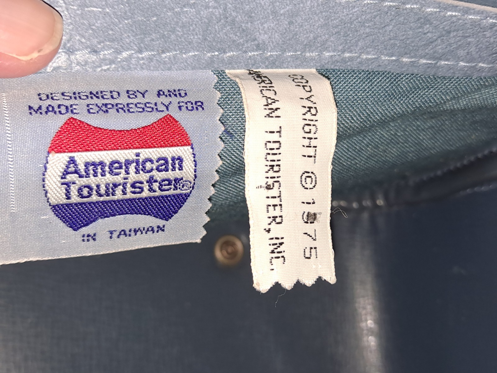 Vintage American Tourister Travel Carry On Bag Blue Vinyl Pleather 1975 Taiwan