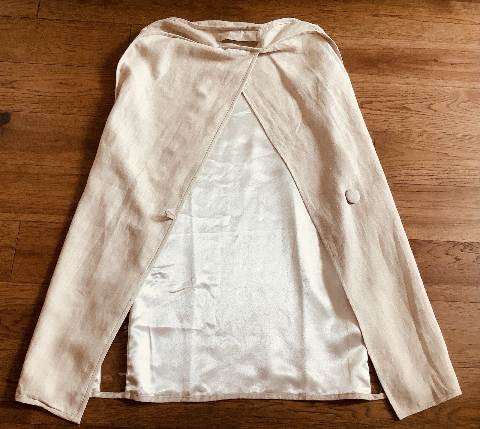 Vintage Linen Hanging Garment Bag Cream Lined Monogramed