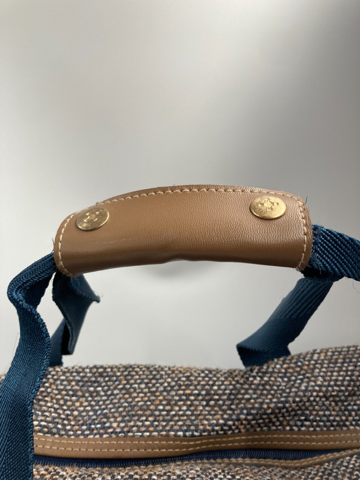 Vintage Hampshire Tweed Travel Bag w Baggage ID Tag