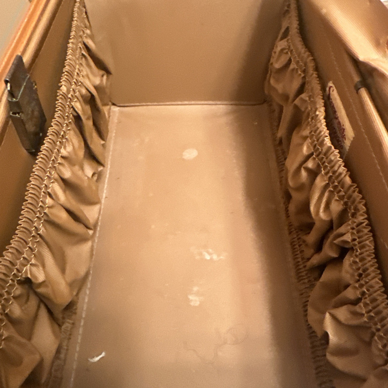 Vintage 1950s SAMSONITE Faux Leather Camel Train Case Luggage Make Up Carry On