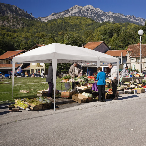 Instant Up Canopy Tent White, No Sidewalls Design, Powder Coated Steel Frame, 10