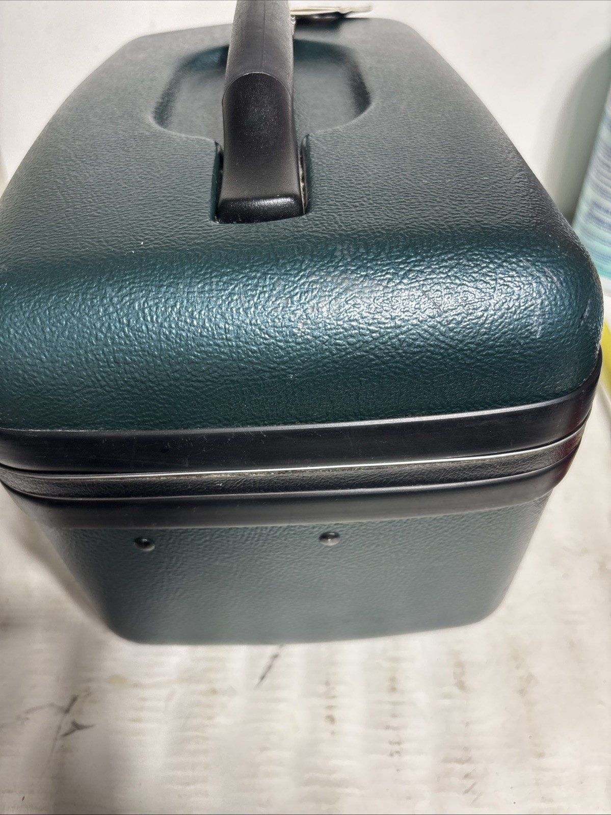 American Tourister Blue Train Case Hard Shell Cosmetic Suitcase Vtg