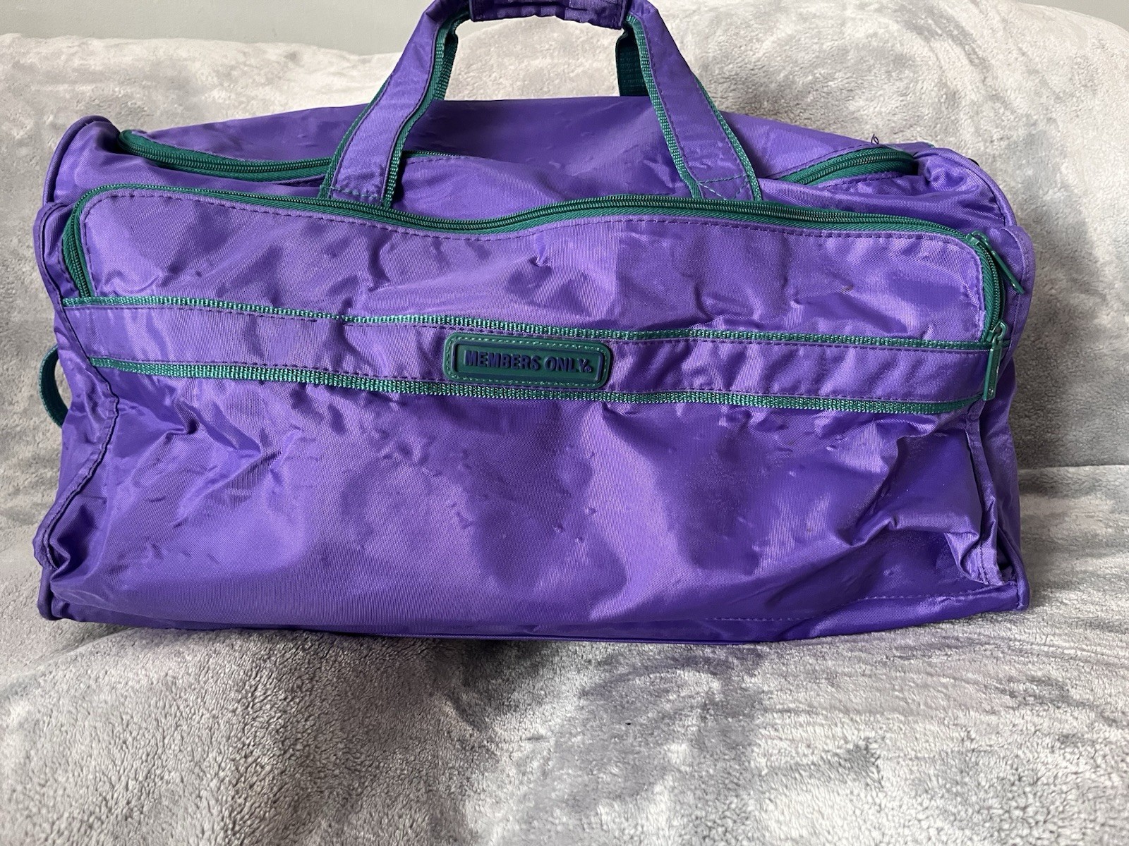 Members Only Bag Vintage 80s Duffel Bag Luggage Set Of 2 Purple And Green