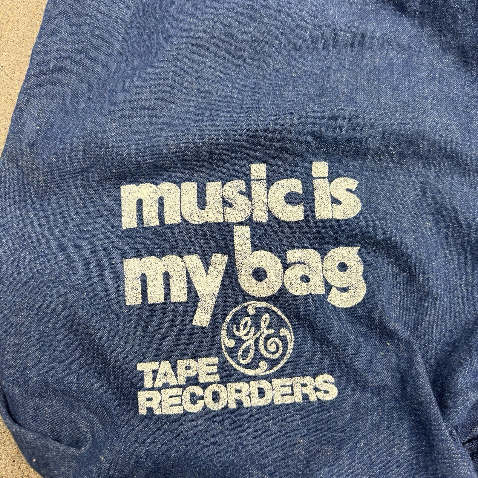 Vintage 50s GE General Electric Selvedge Denim Music Drawstring Bag
