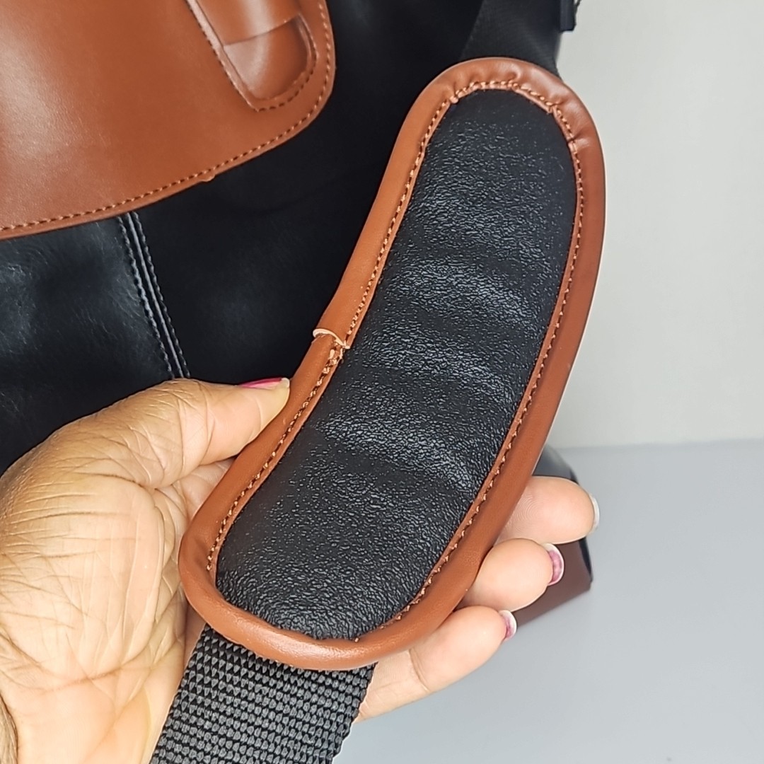 Vintage Leather bag Black With Brown Trim Crossbody Elegant Travel Luggage Bag