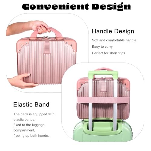 14 Inch Hard Shell Makeup Case, Portable Mini Makeup Suitcase for Champagne