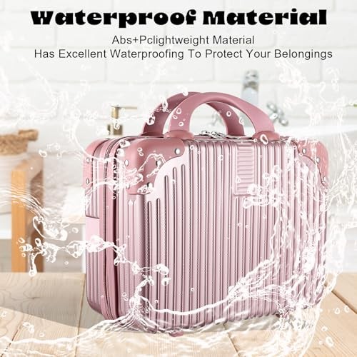 14 Inch Hard Shell Makeup Case, Portable Mini Makeup Suitcase for Champagne