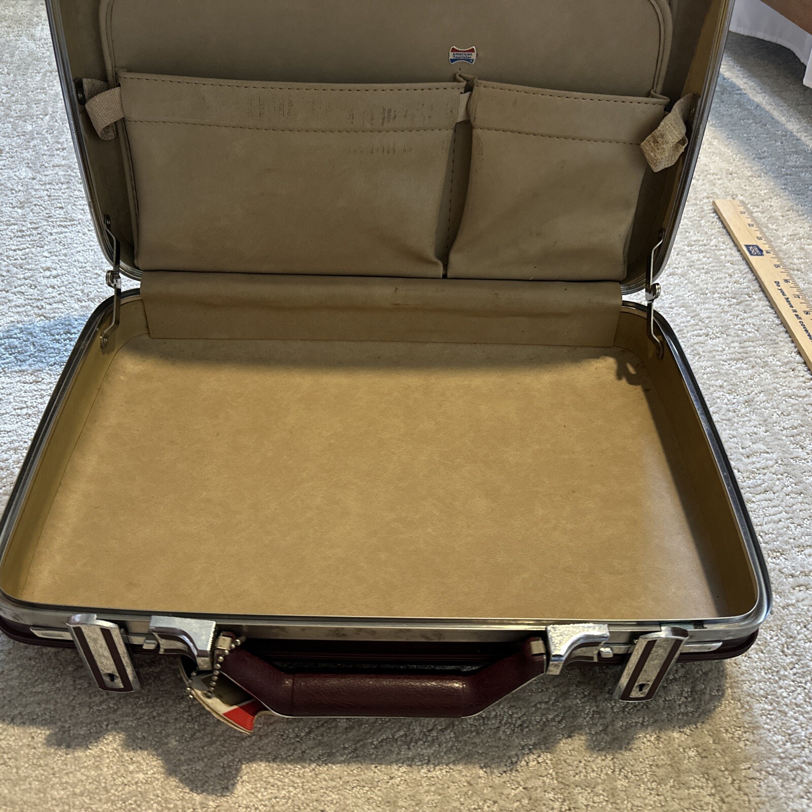 Vintage American Tourister Maroon Patent Leather Hard Shell Briefcase Maroon