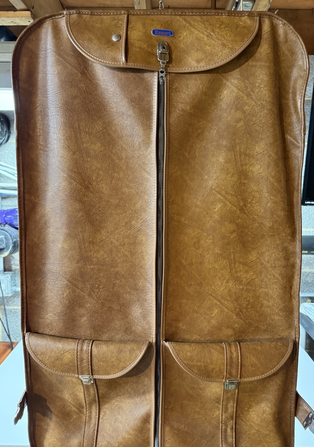 American Tourister Escort Garment Suit Bag Luggage Vintage Brown Faux Leather