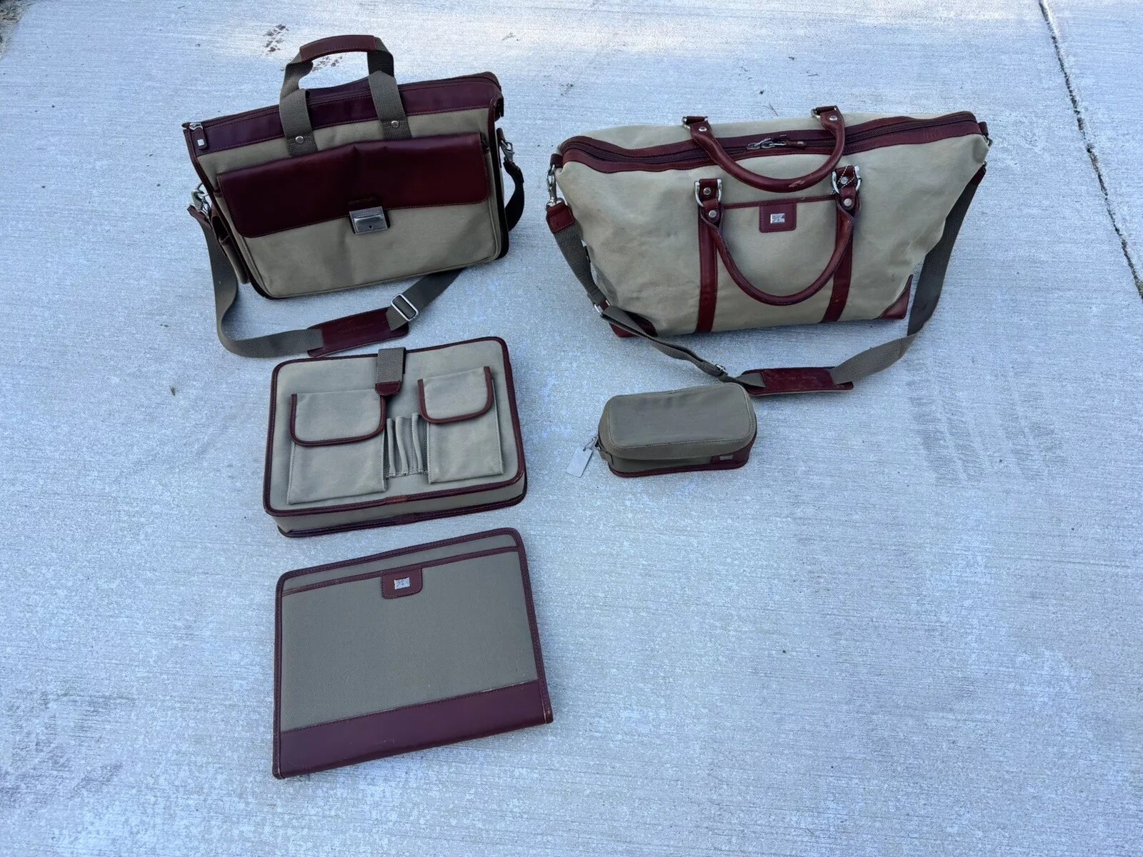 Vintage Cutter Buck Executive 3 Piece Briefcase & Weekender Duffel Bag Canvas