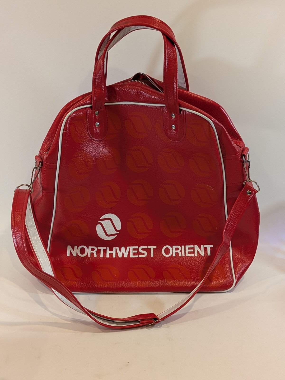 Vintage Northwest Orient Racket Gym Travel Bag Red White FREE SHIP