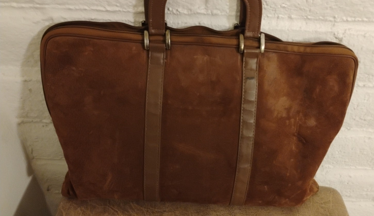 suede large tote bag brown short handles